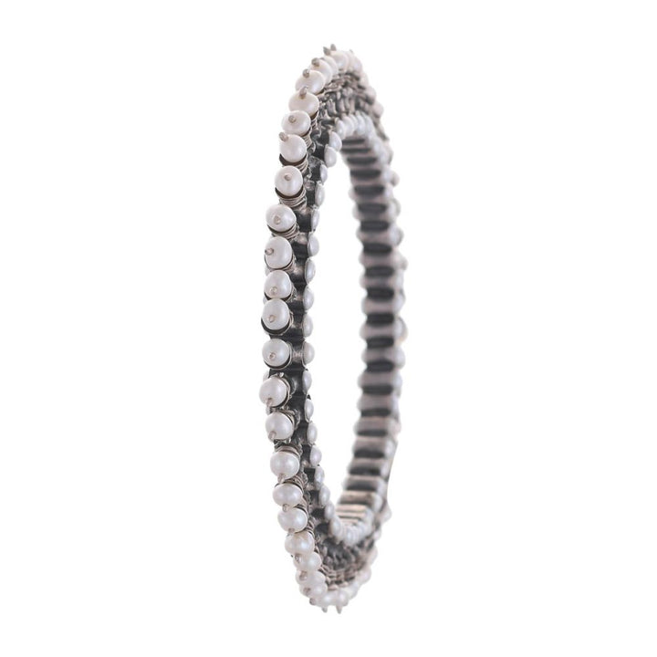 Handcrafted Silver Pearl Bangles