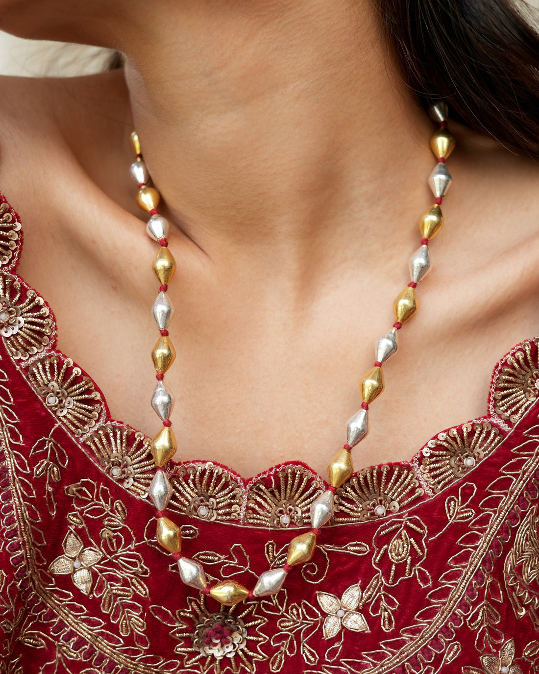 Dual Tone dholki necklace