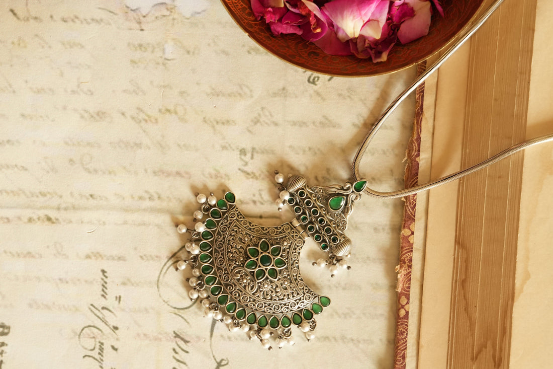 Moon inspired Oxidised Silver Pendant