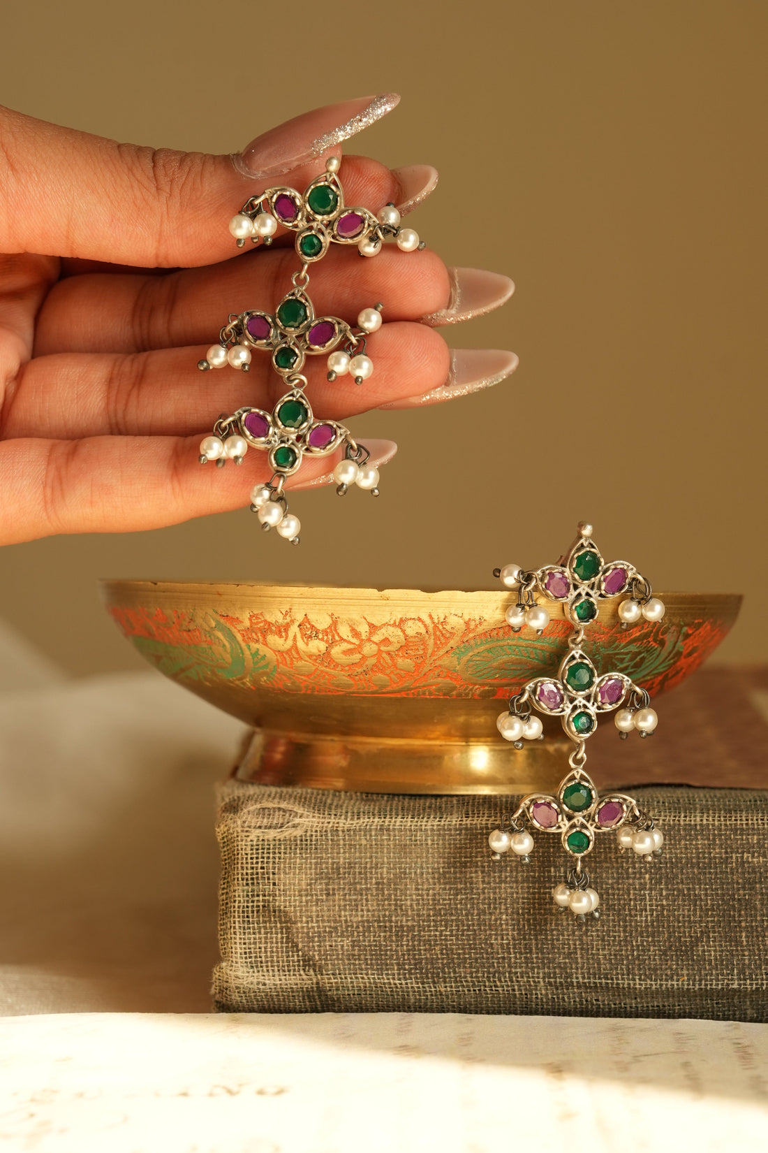 Charm Oxidised Silver Earrings