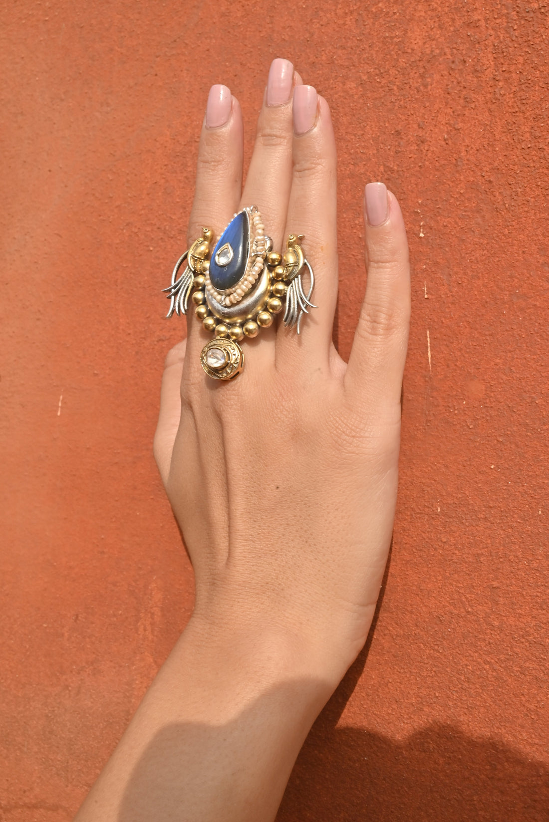 Silver fusion Double Parrot Ring