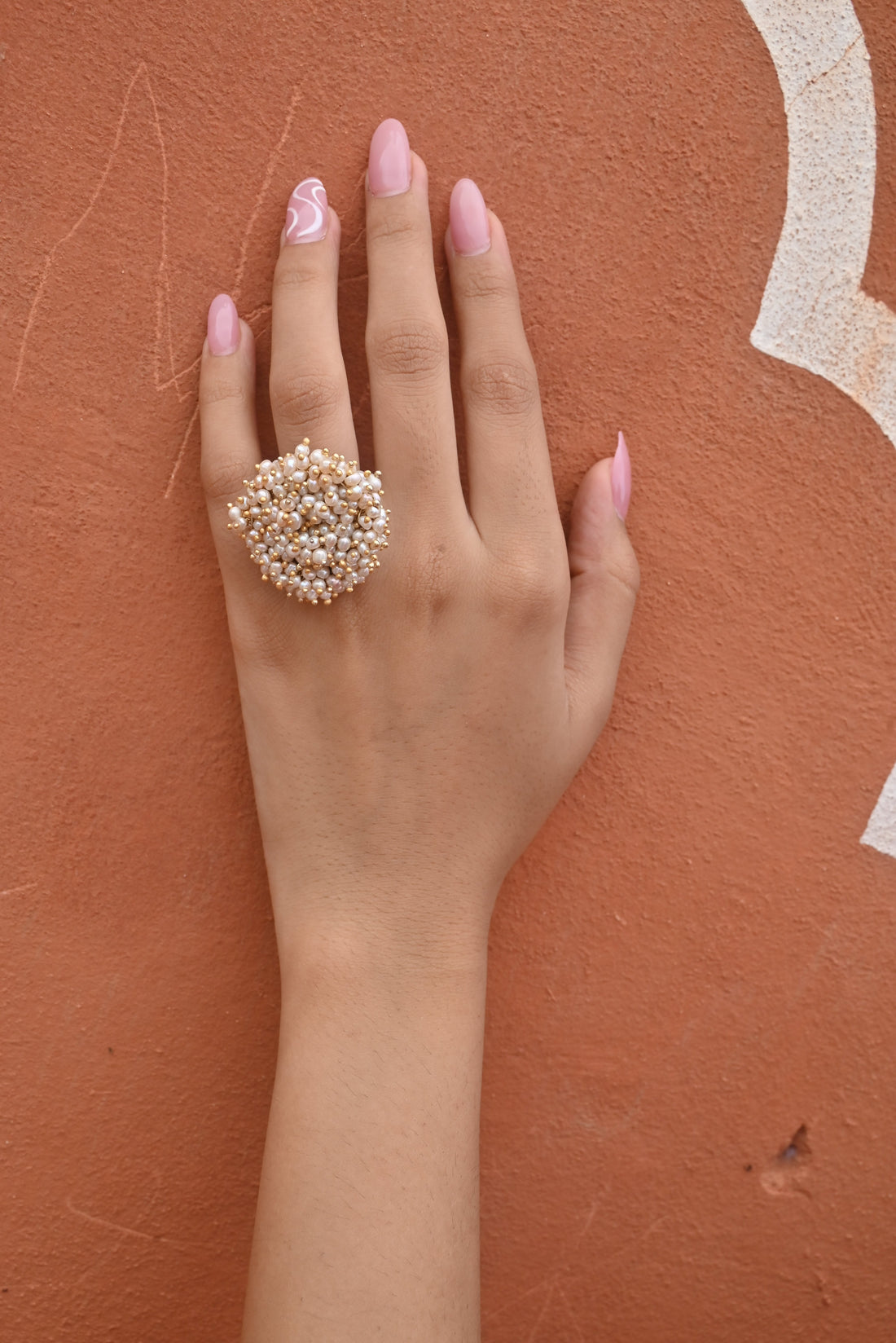 Silver Fusion Pearl Polki Ring