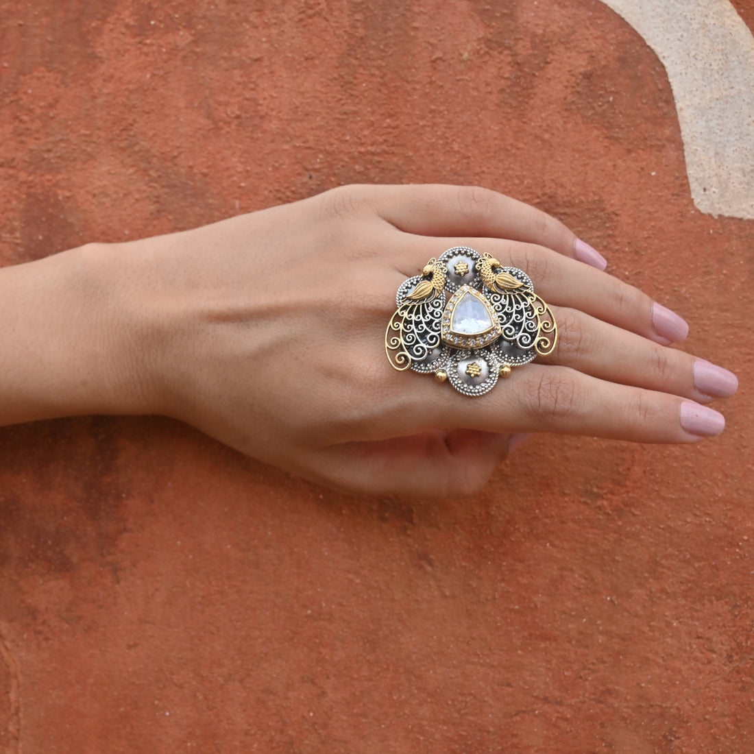 Silver Fusion White Stone Fusion Ring