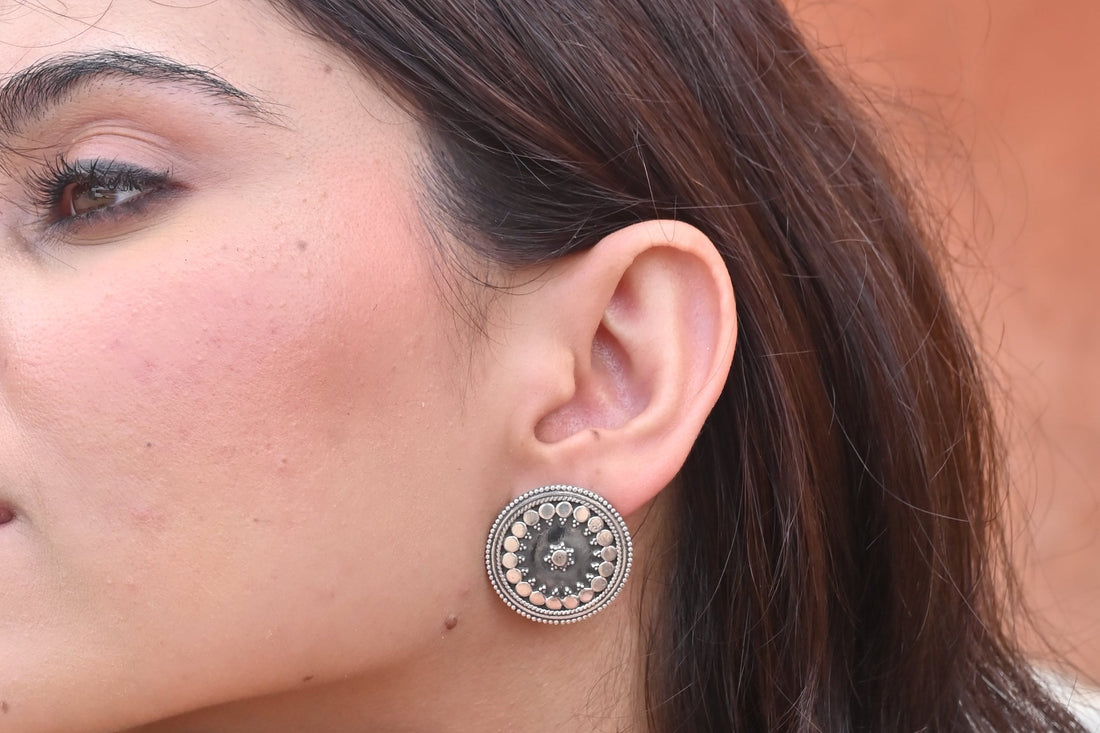 Silver Chandrika Circle Earrings