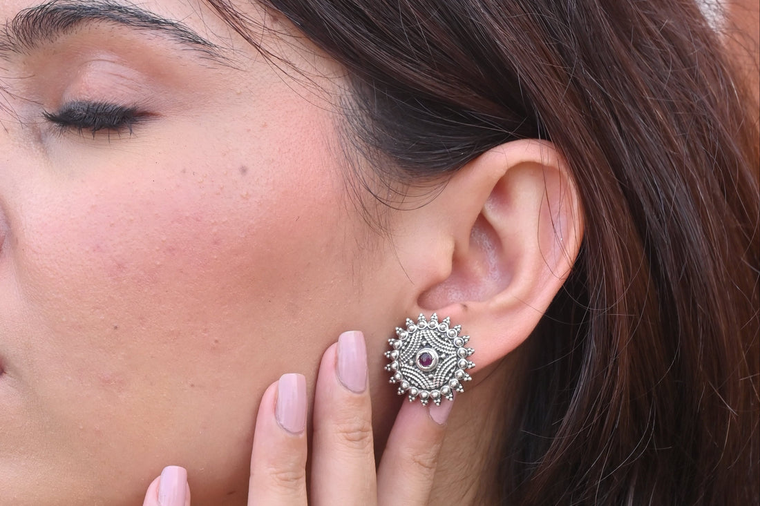 Silver Surya Studs