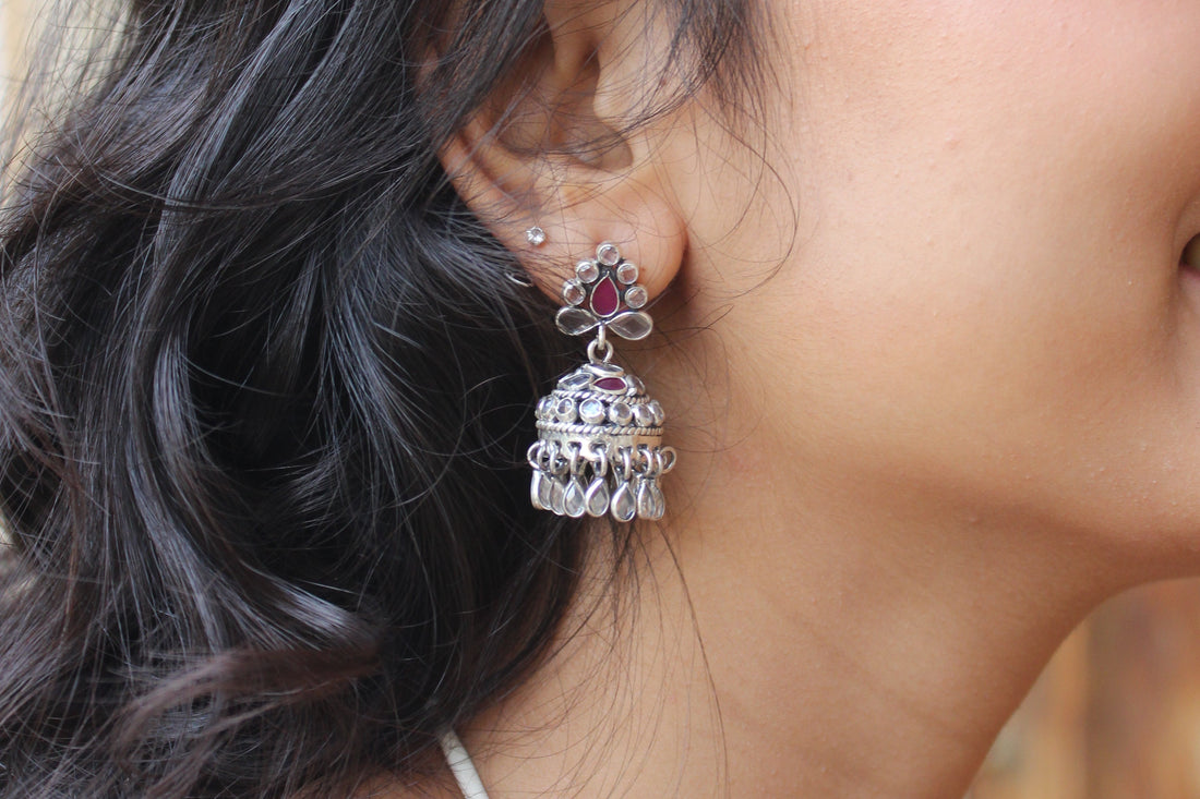Silver Pink Pastel jhumki