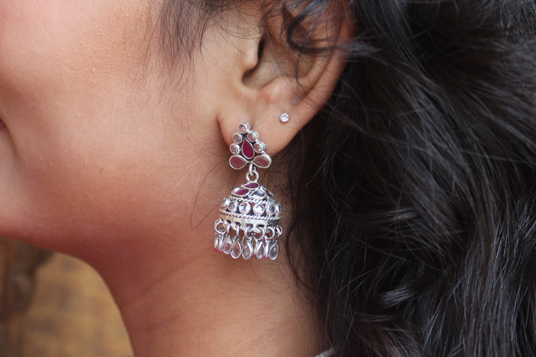 Silver Pink Pastel jhumki