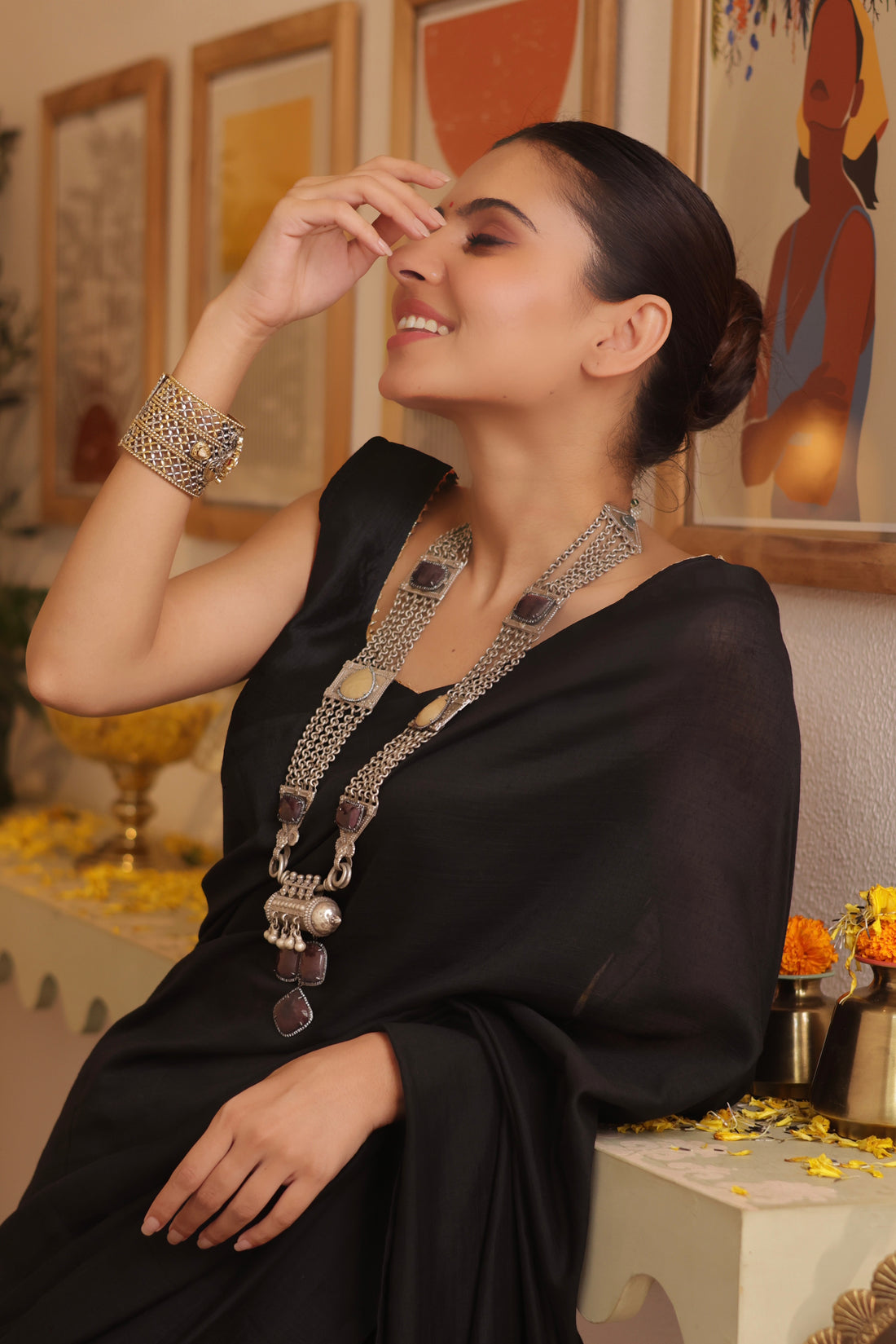 Rajwada Bohemian Set with Multi sapphire stone