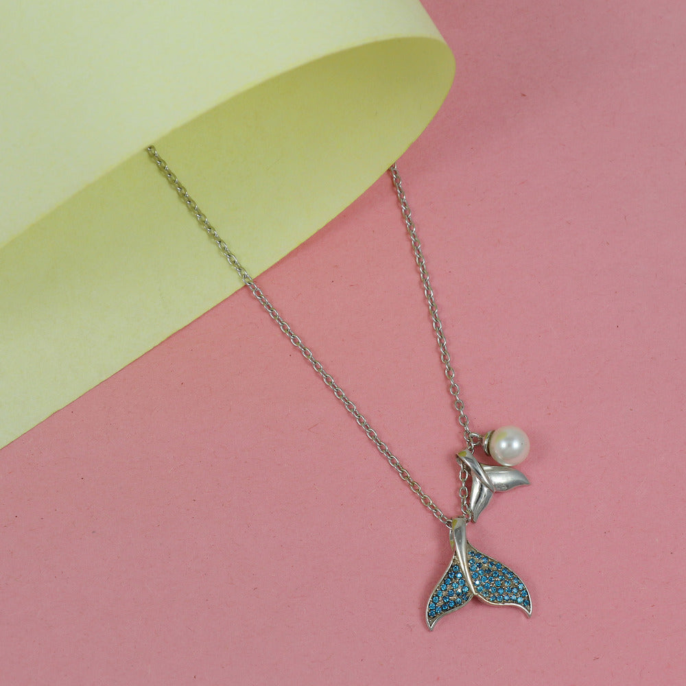 Silver Dolphin pearl Pendant
