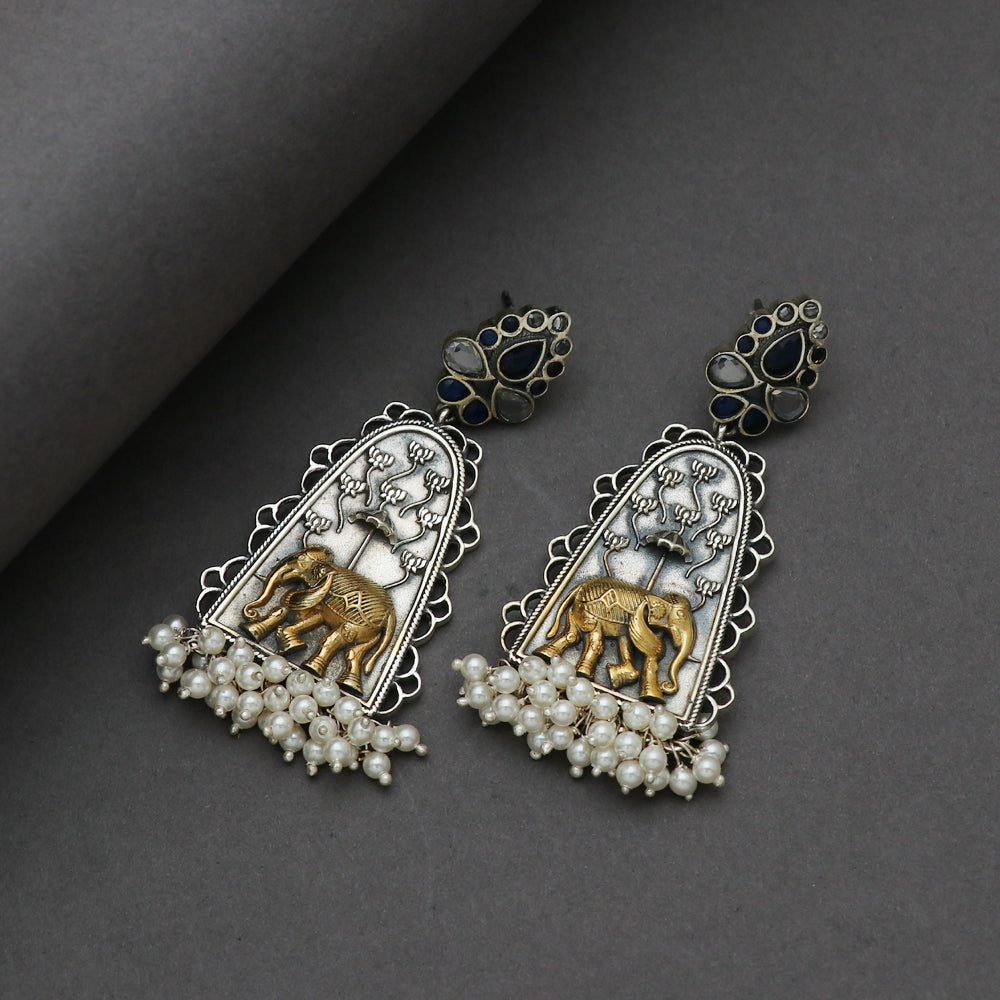 Silver Elephant Earring