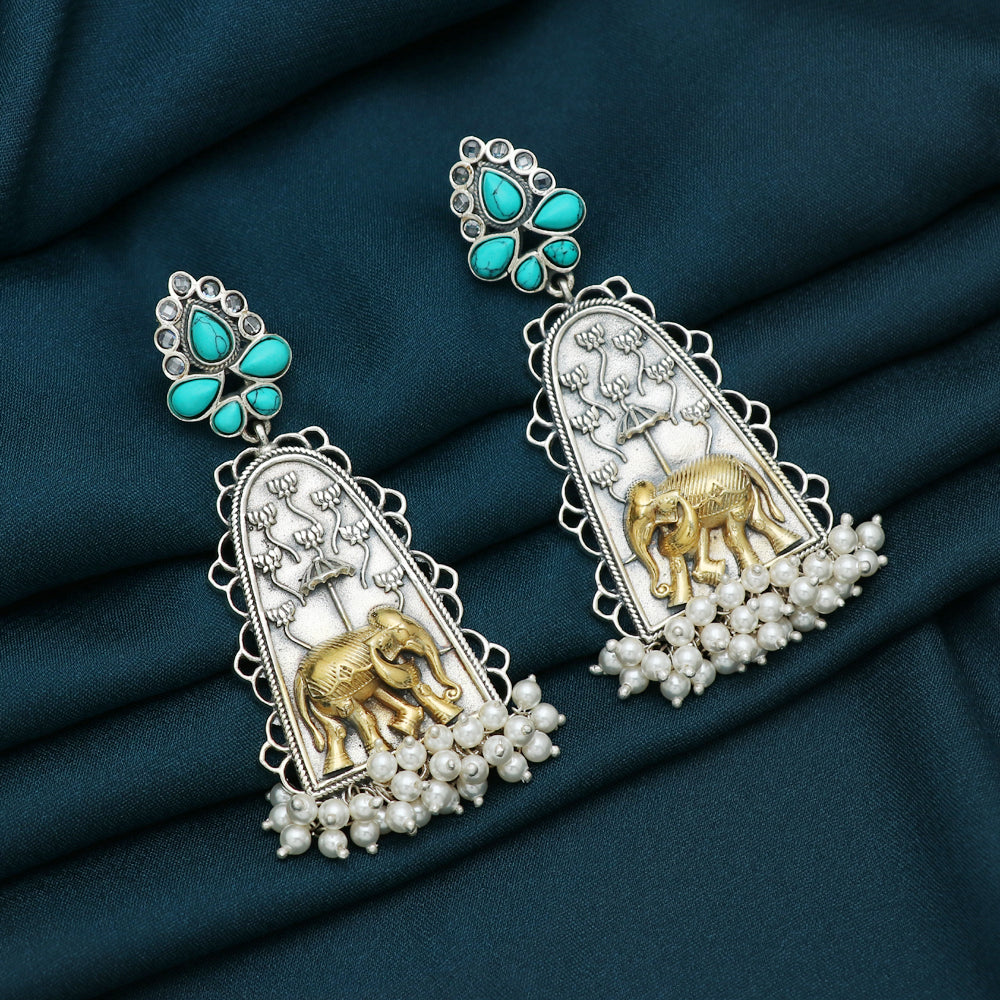 Silver Elephant Earring
