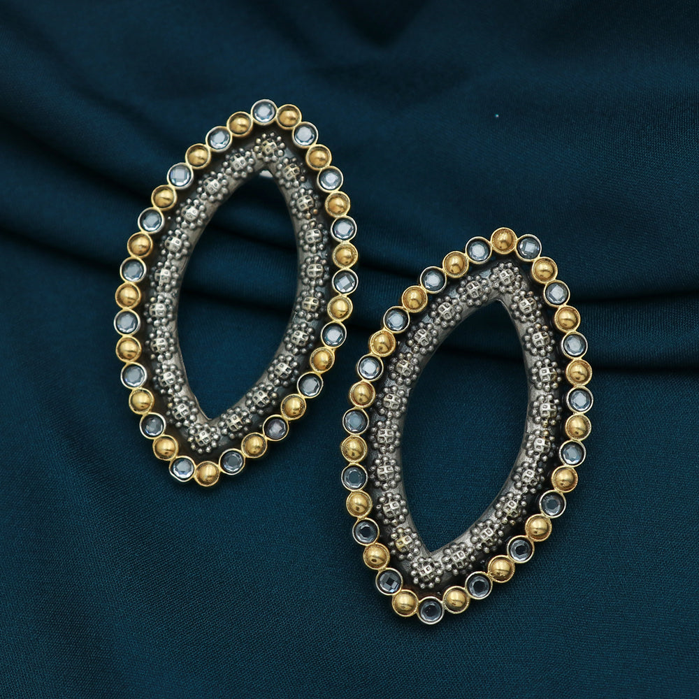 Silver Oval Shaped Studs