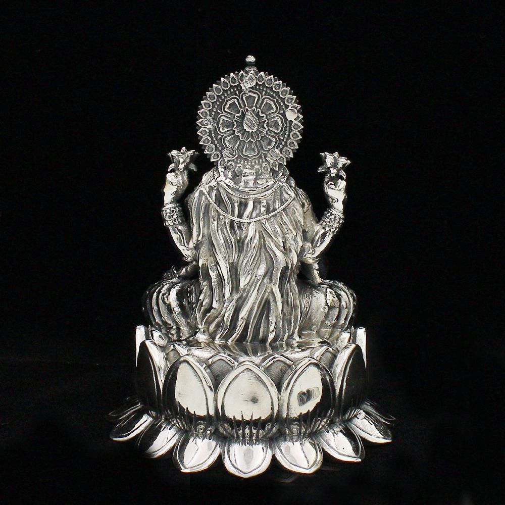 Silver Lotus Small Laxmiji Murti