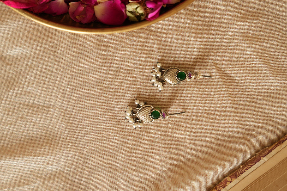 Elegant Oxidised Silver Earrings