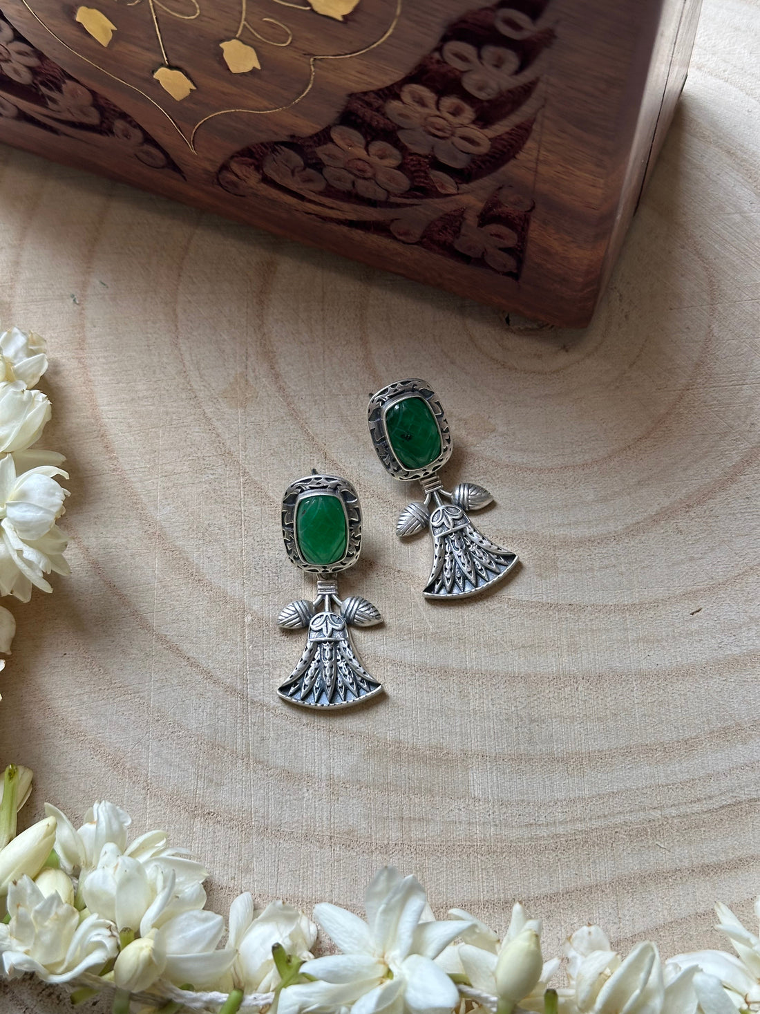 Dancing Doll-Inspired Silver Oxidised Earrings