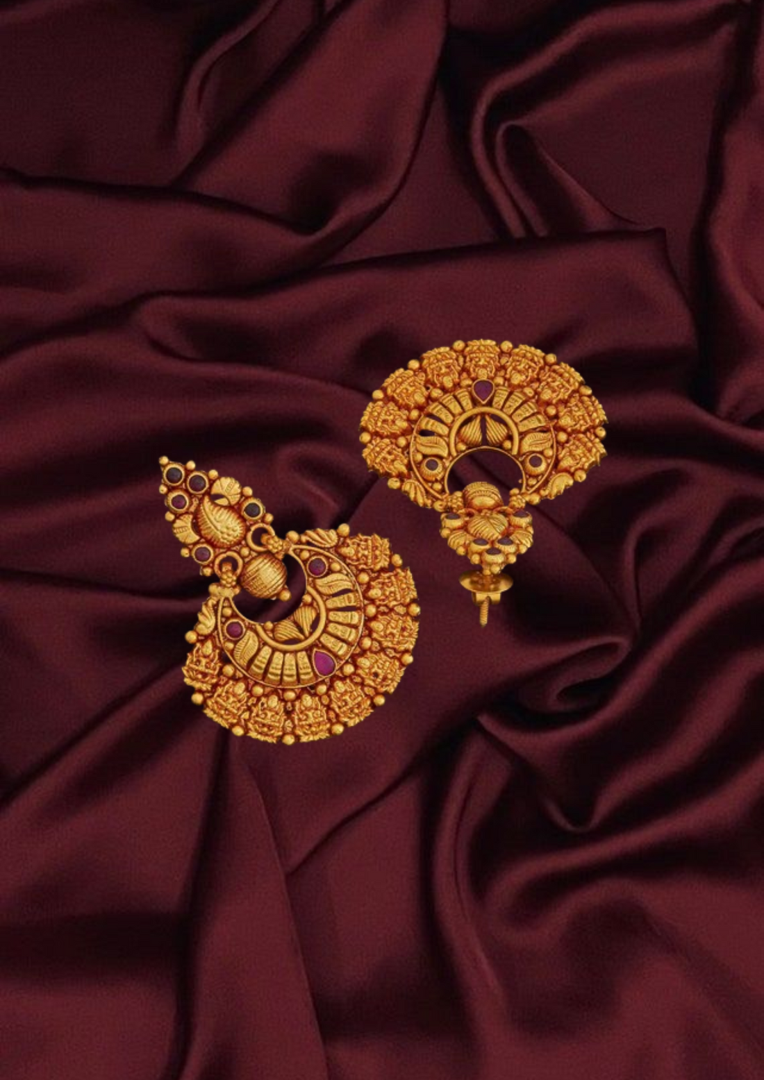 Exquisite Silver Temple Earrings with Gold Detailing