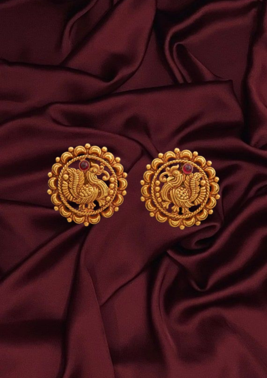 Peacock Motif Antique Silver Temple Necklace