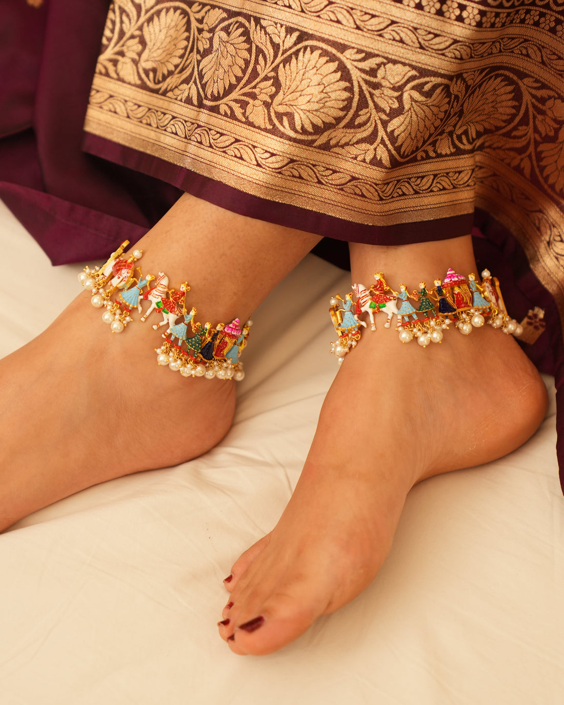 Intricately Handcrafted Silver Payal