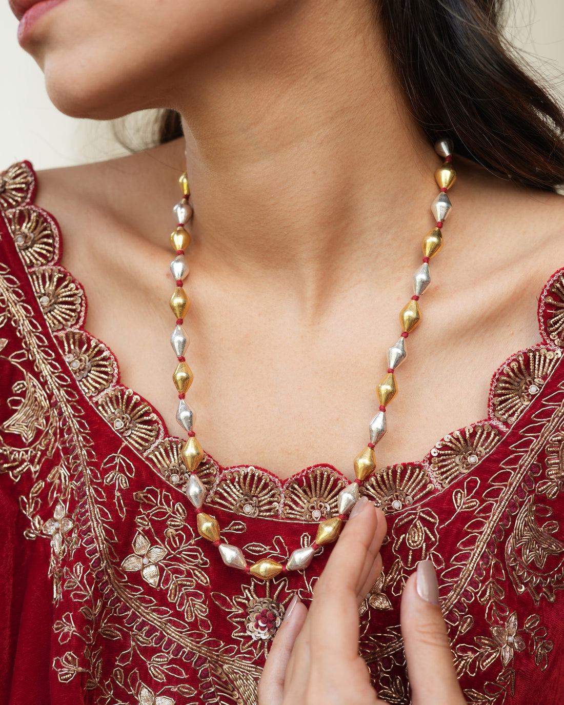 Dual Tone dholki necklace