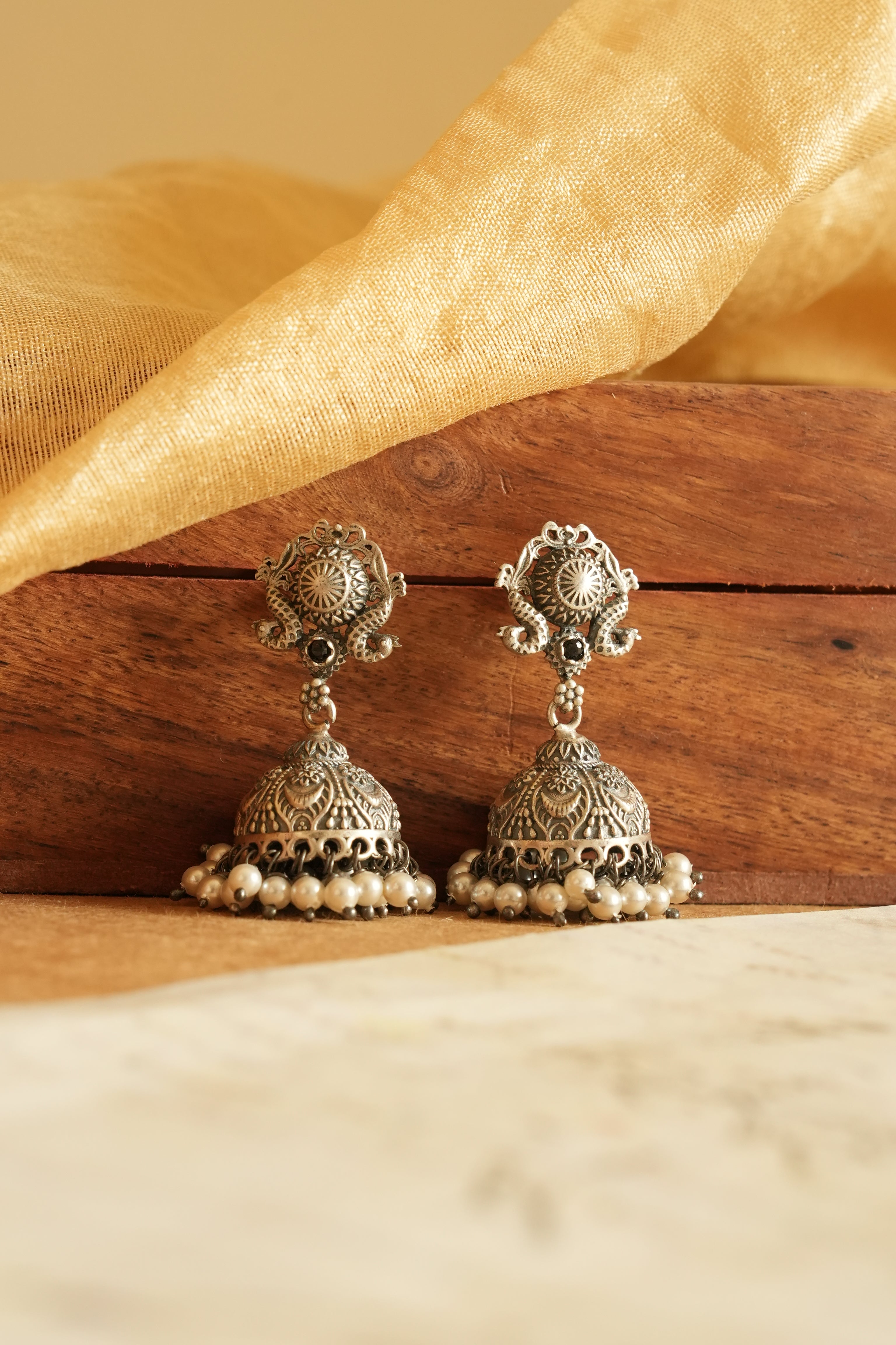 Traditional Oxidised Silver Jhumka