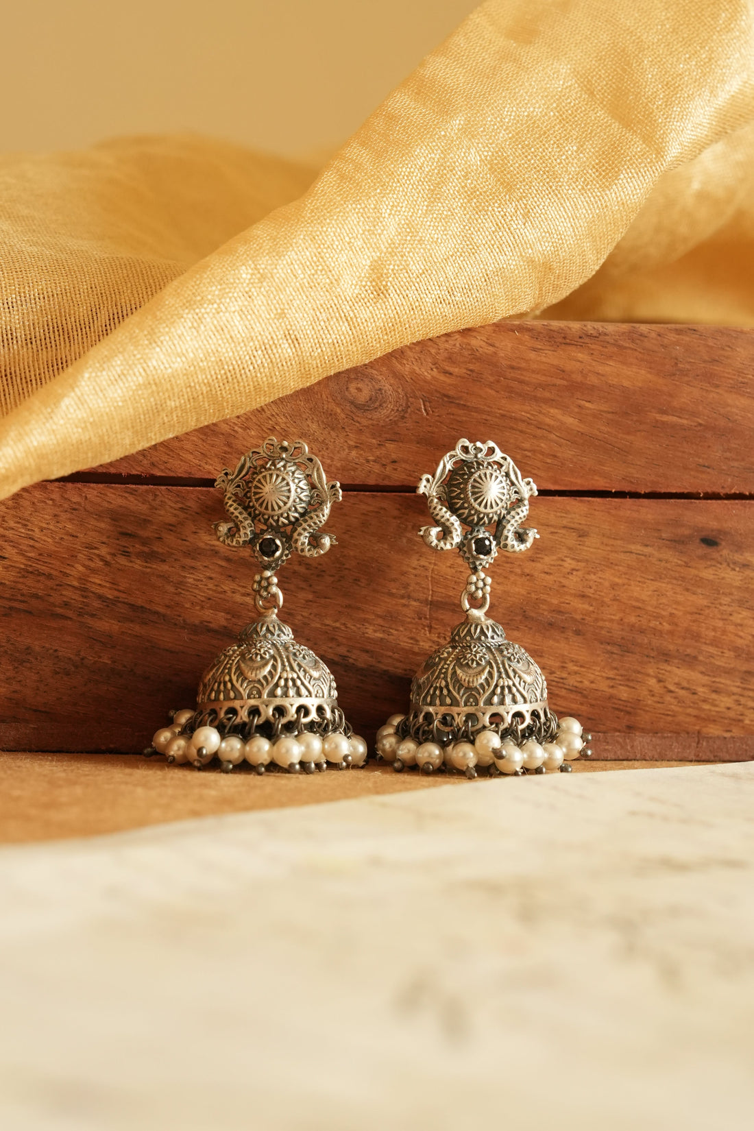 Traditional Oxidised Silver Jhumka