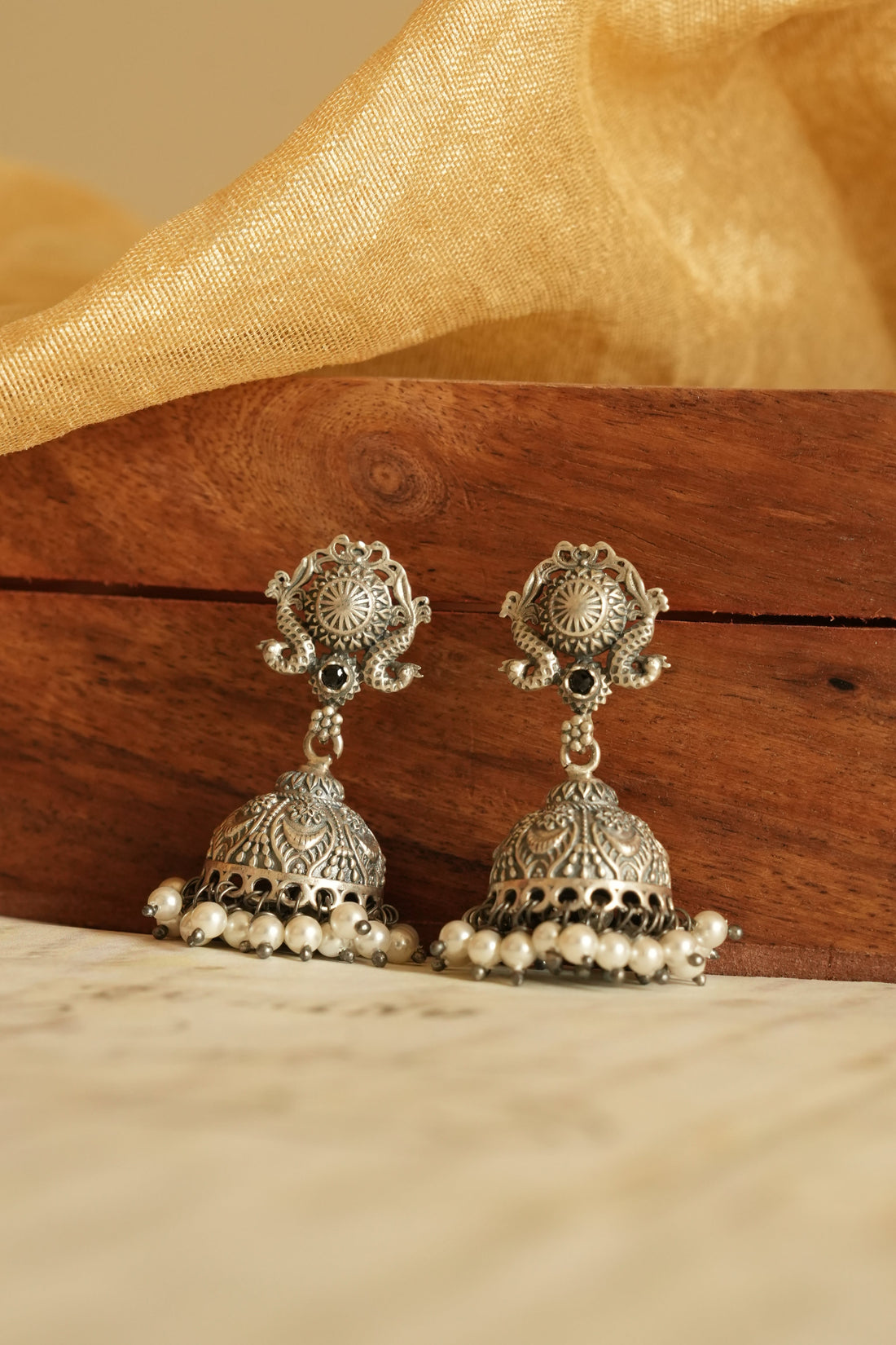 Traditional Oxidised Silver Jhumka