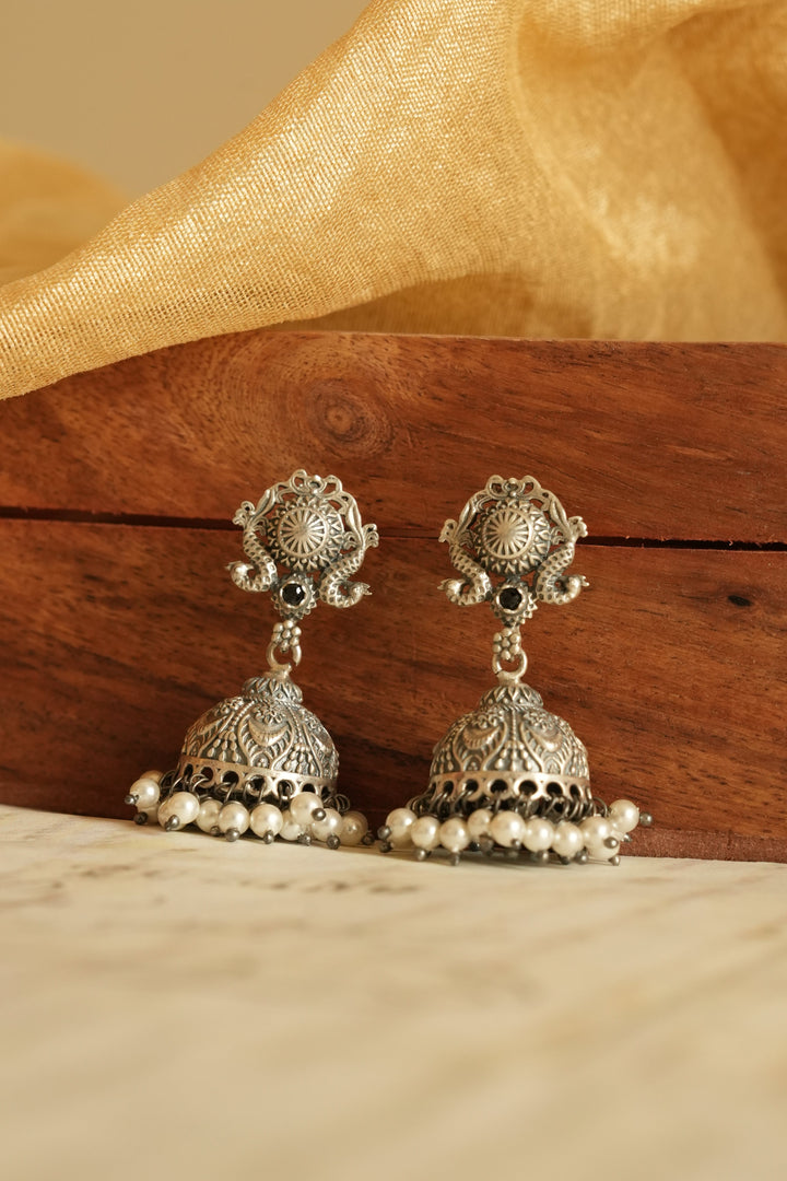 Traditional Oxidised Silver Jhumka