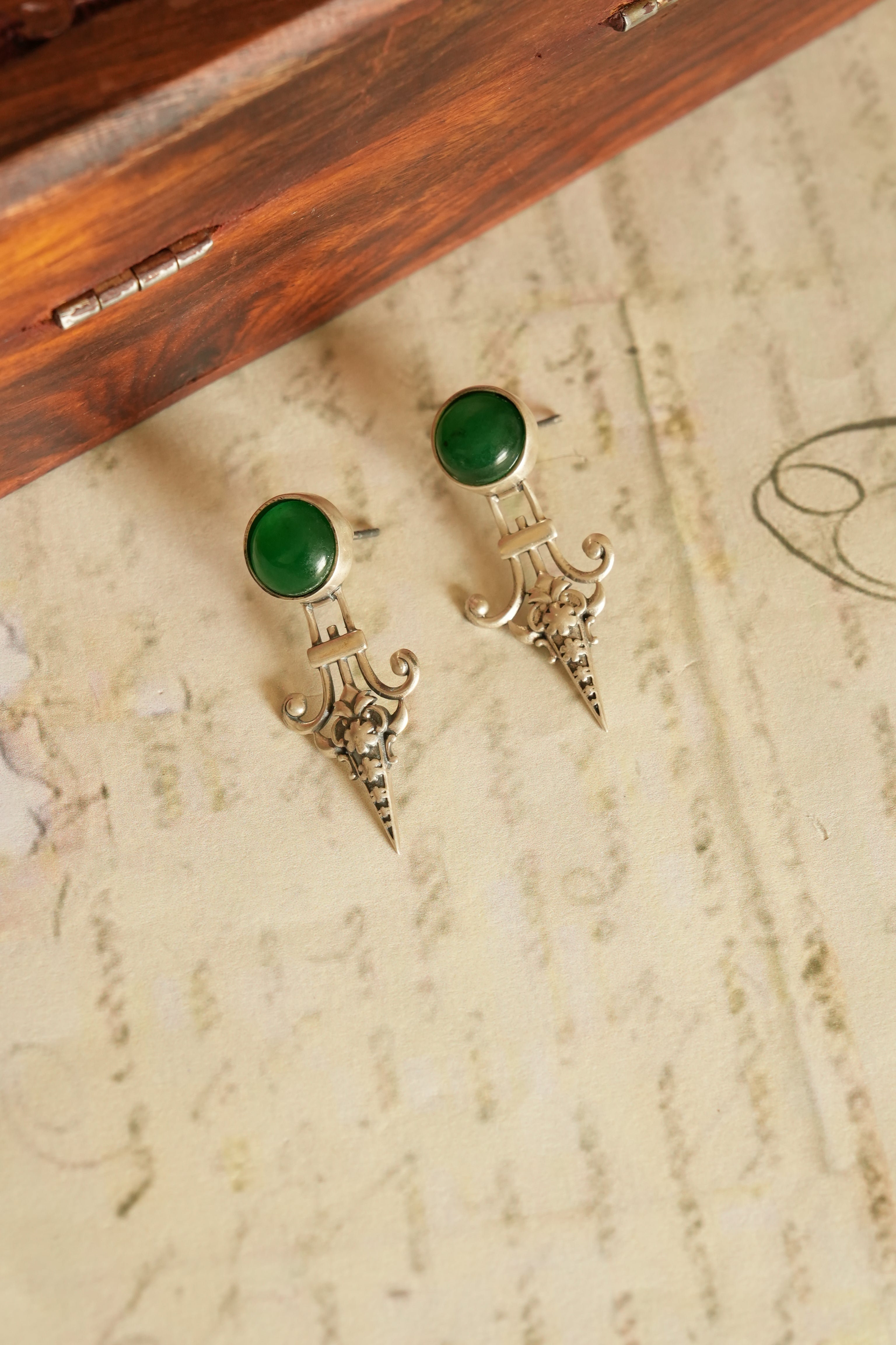 Sword-Inspired Oxidised Silver Earrings