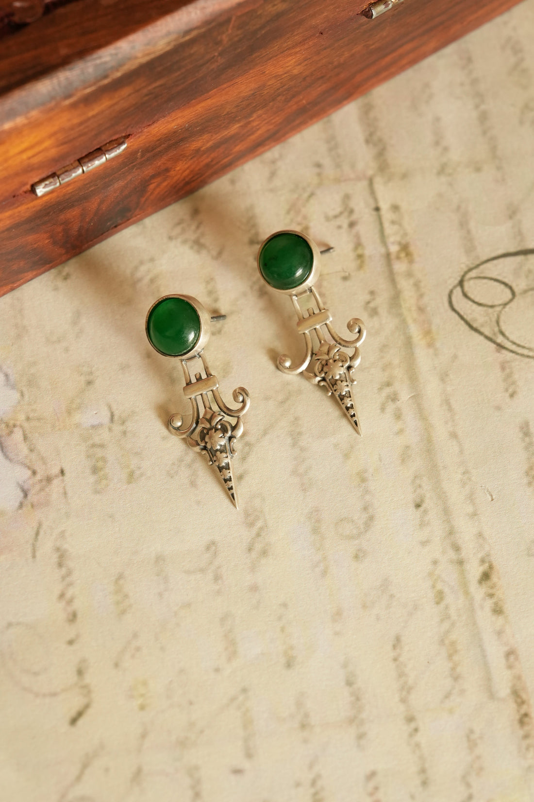 Sword-Inspired Oxidised Silver Earrings