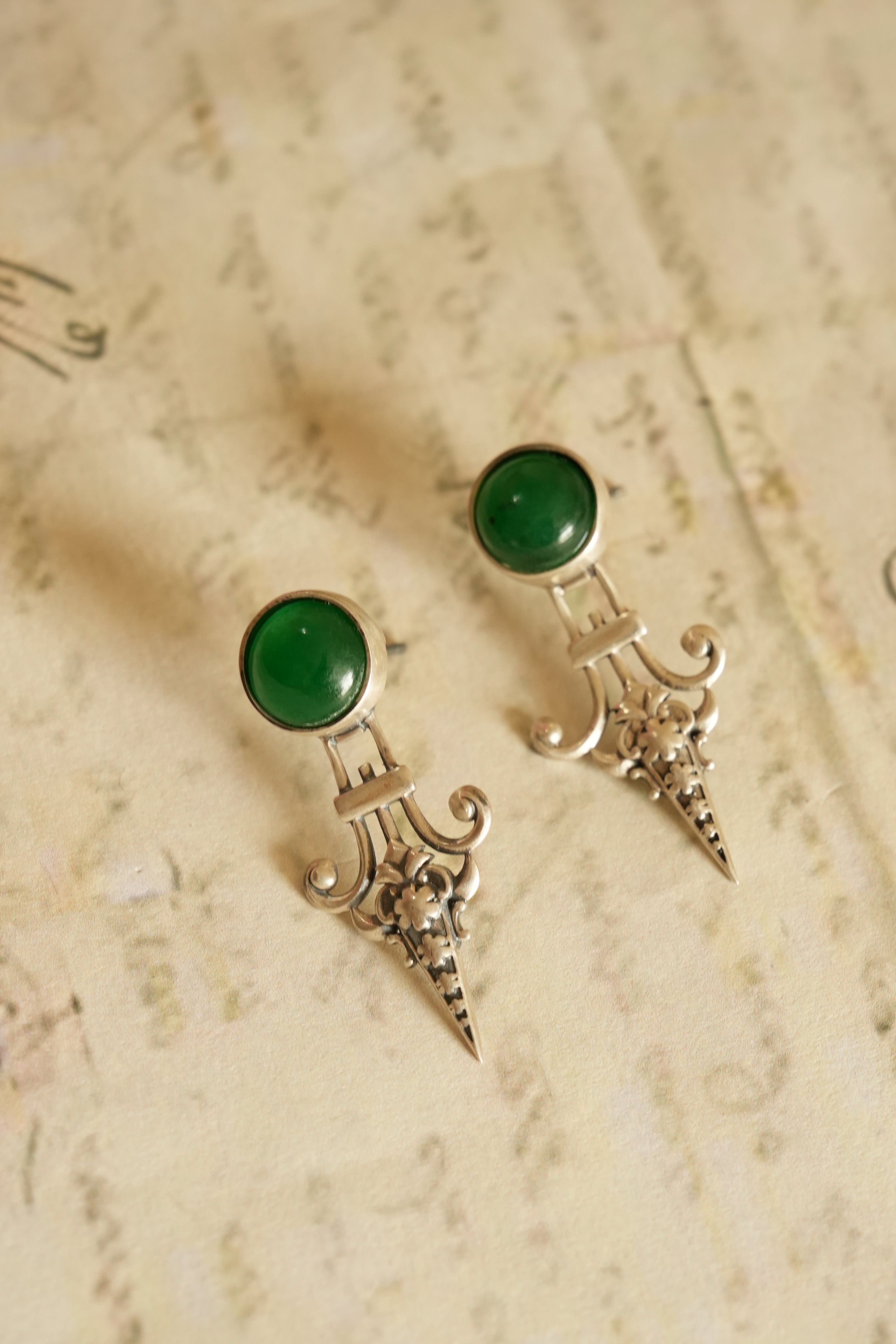 Sword-Inspired Oxidised Silver Earrings