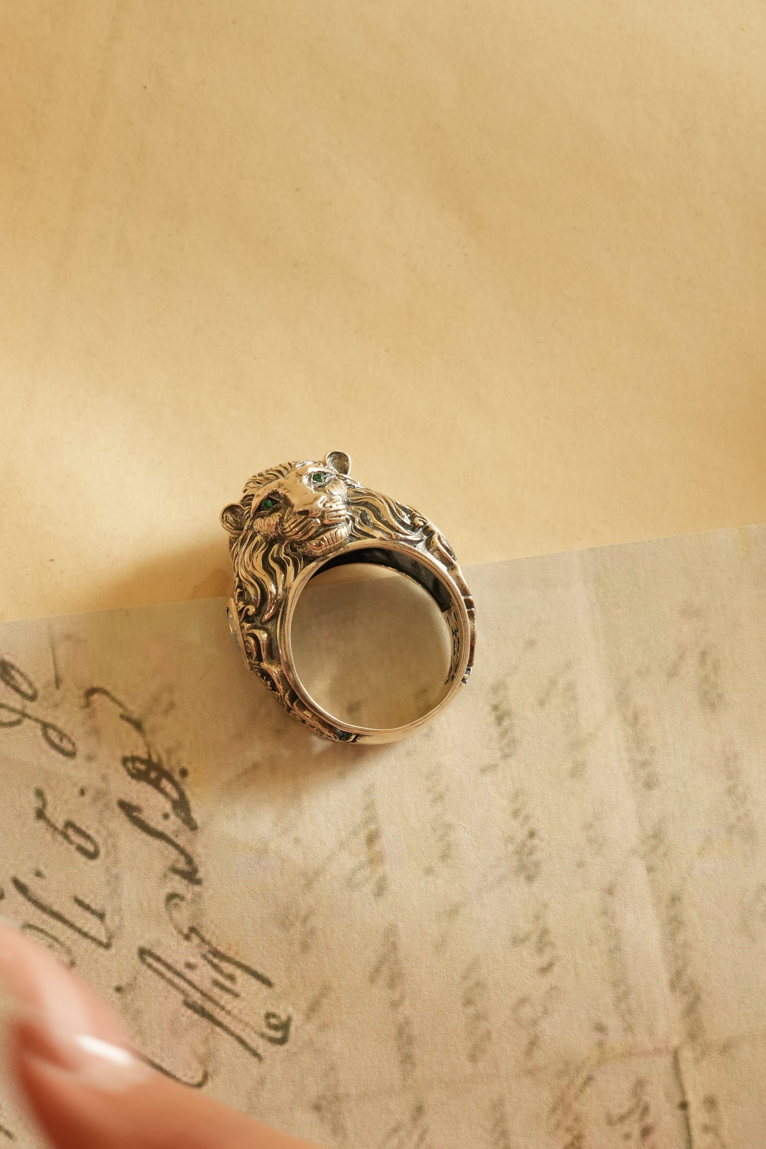 Majestic Lion Oxidised Silver Ring