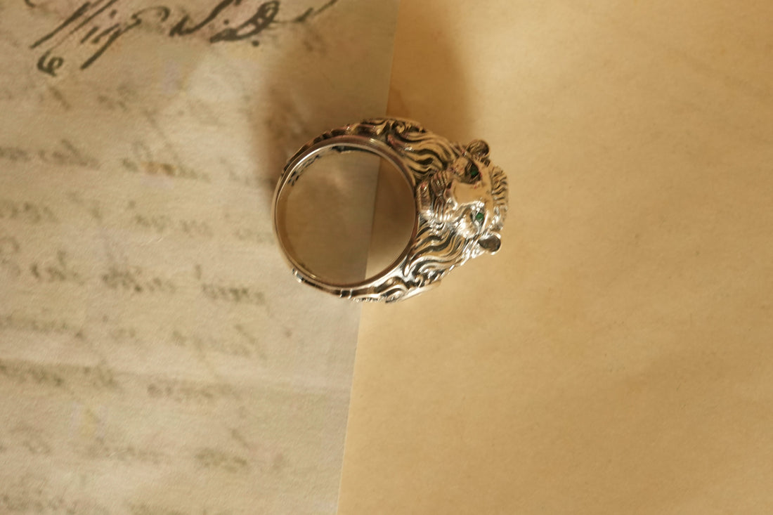 Majestic Lion Oxidised Silver Ring