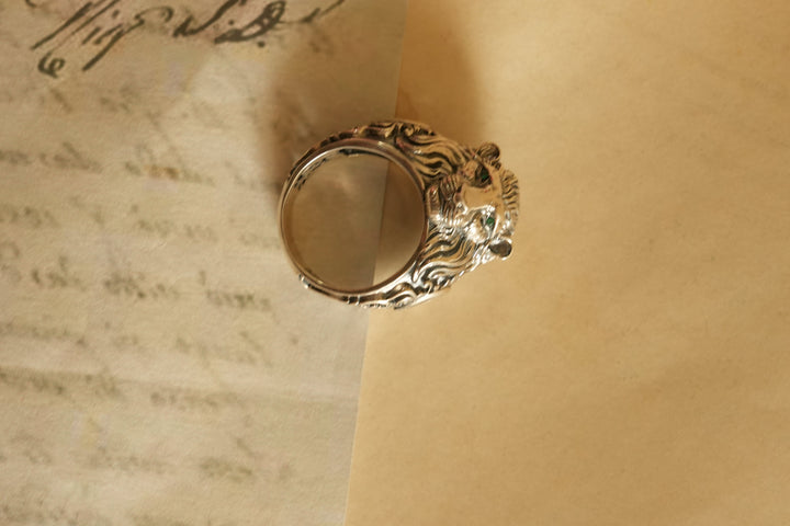 Majestic Lion Oxidised Silver Ring