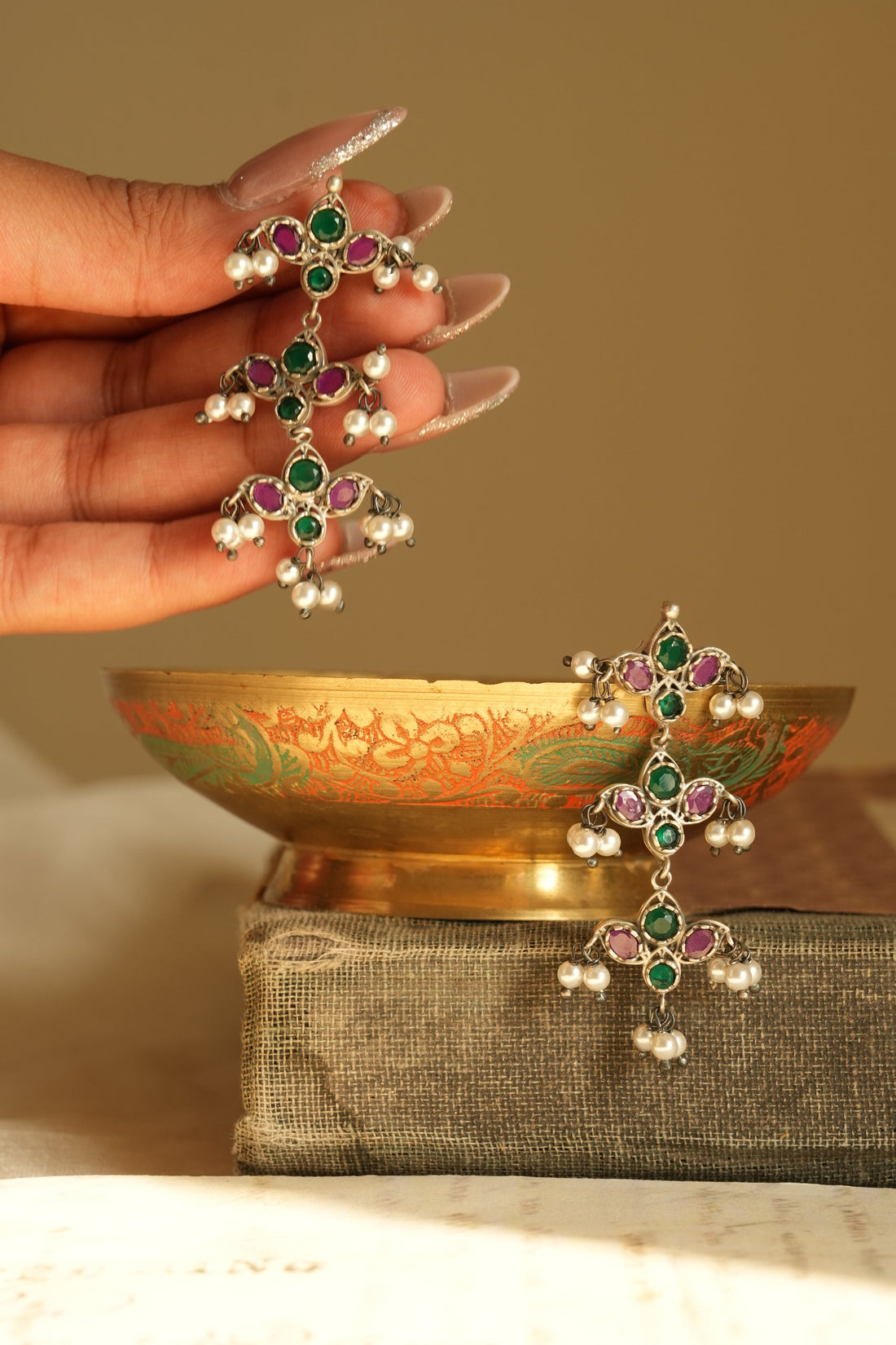 Charm Oxidised Silver Earrings