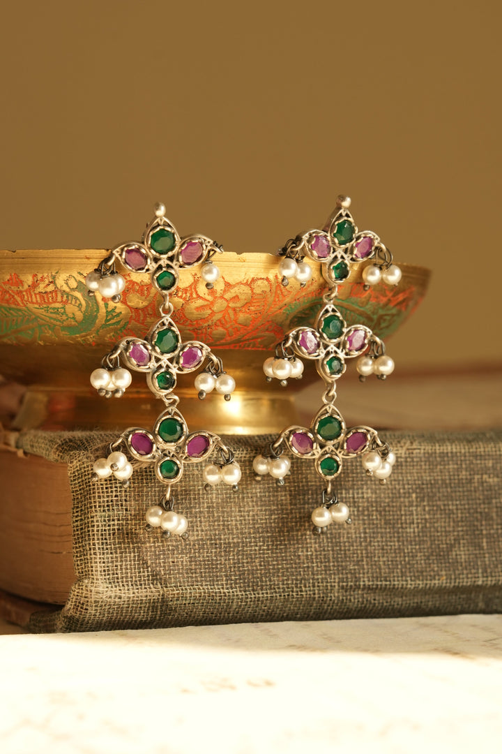 Charm Oxidised Silver Earrings