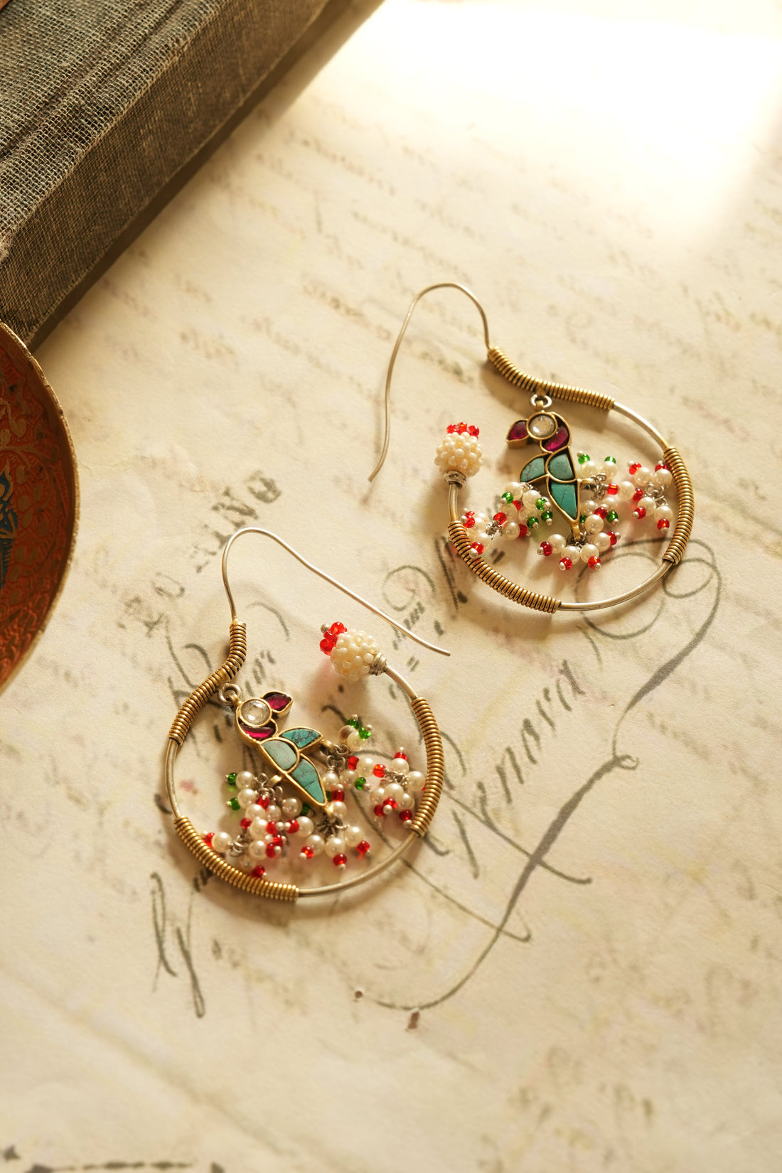 Temple-Inspired Oxidised Silver Earrings