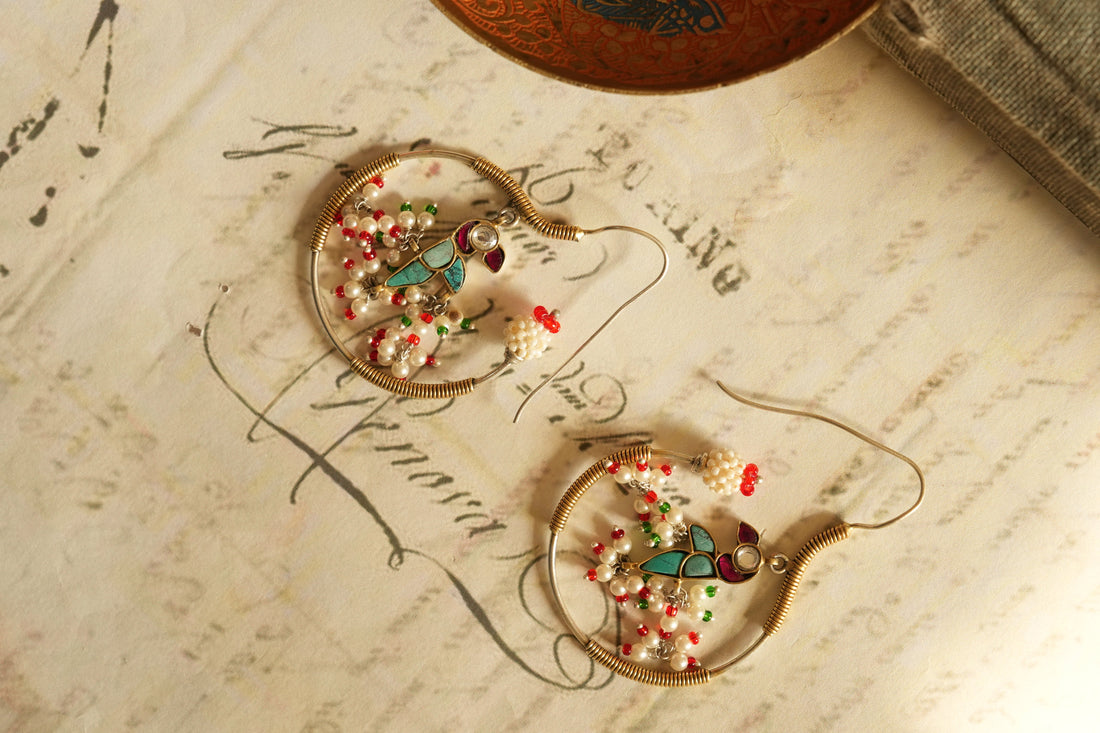 Temple-Inspired Oxidised Silver Earrings