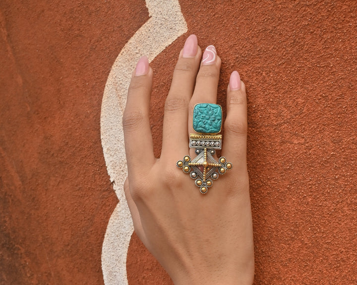 Silver Fusion Turquoise Blue Ring
