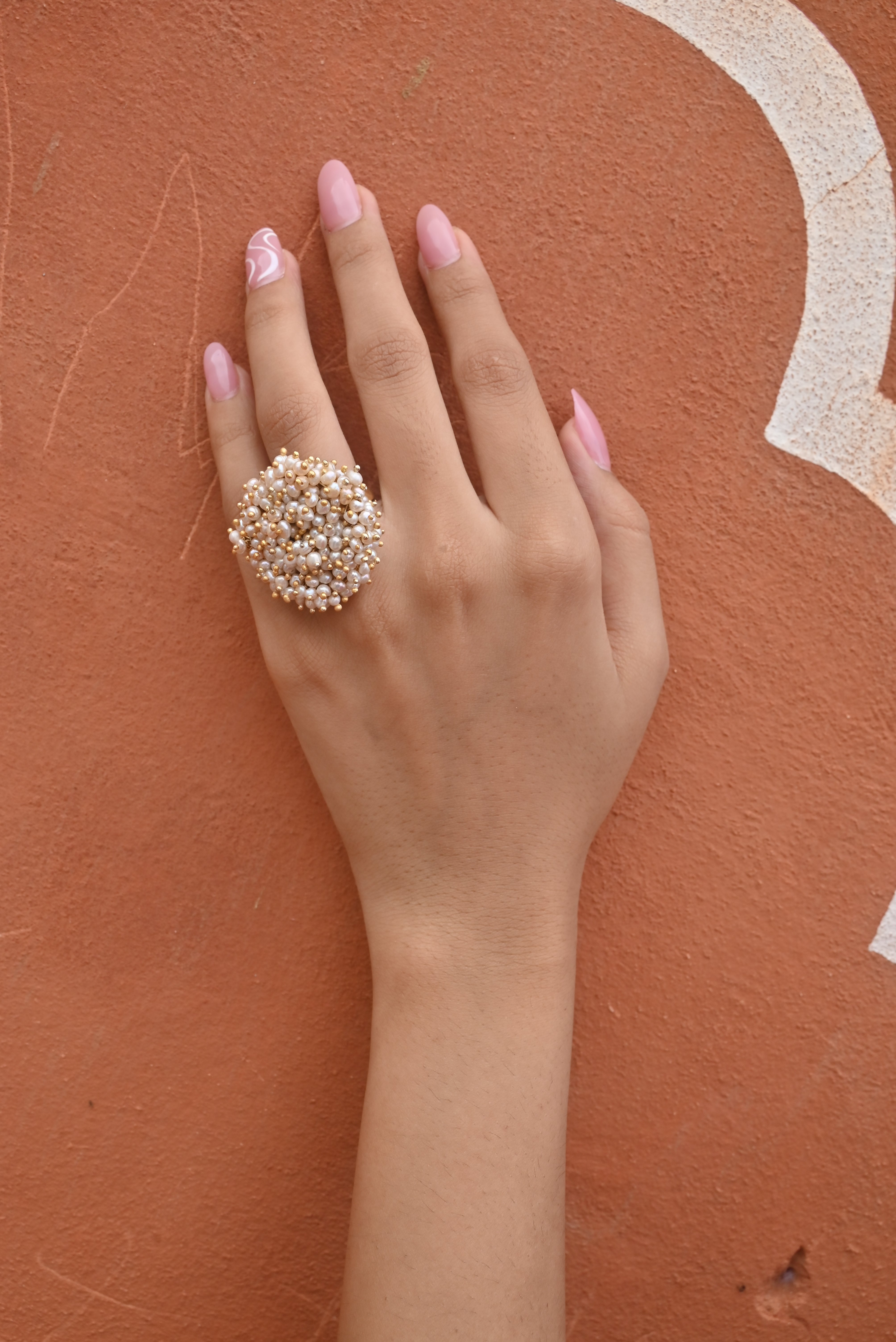 Silver Fusion Pearl Polki Ring