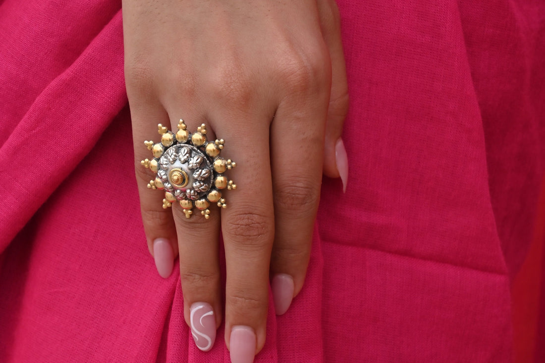 Silver  Surya Chakra Ring