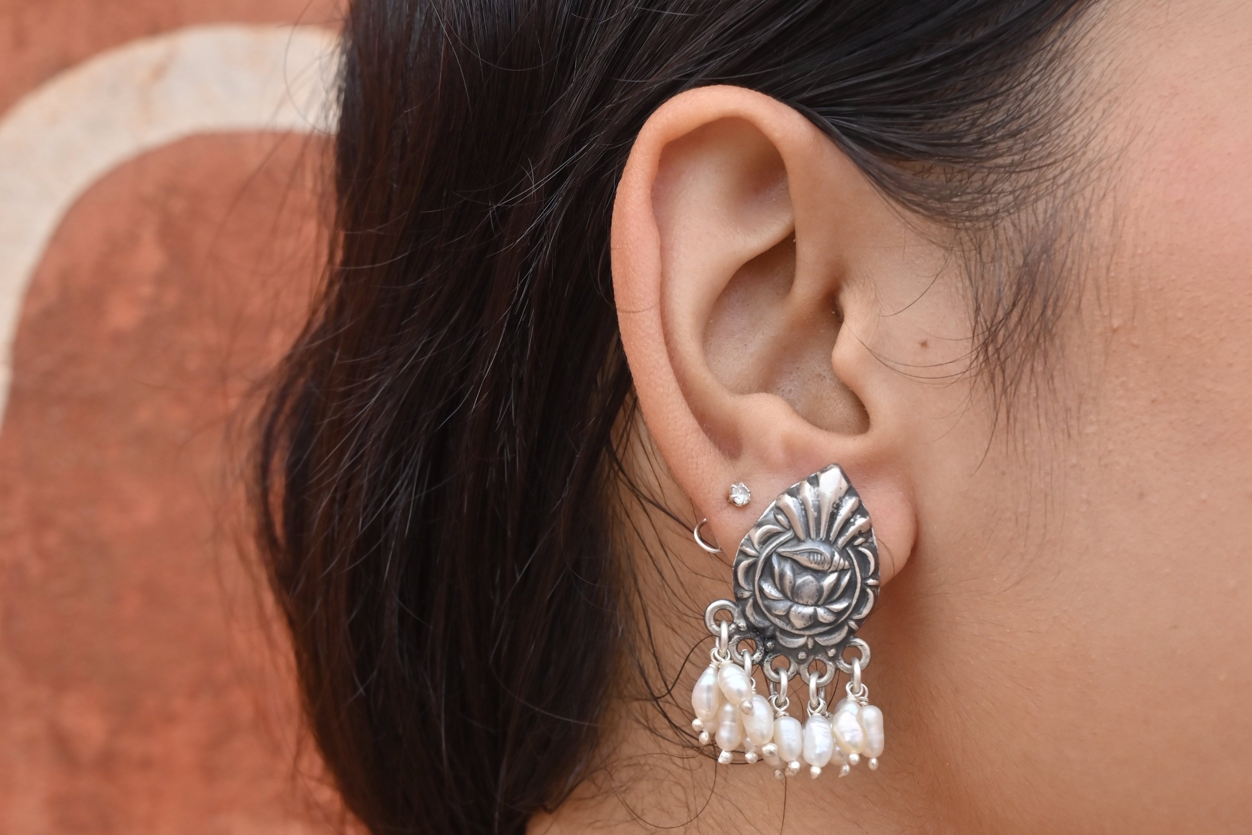 Silver Moti Studs