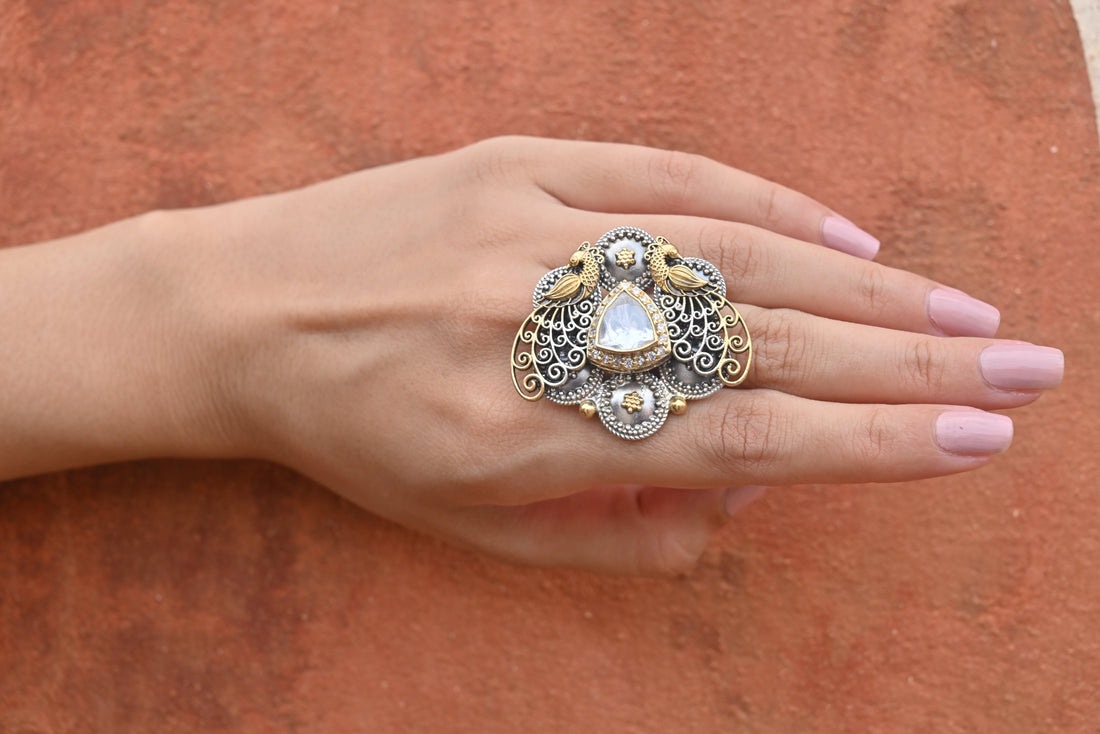 Silver Fusion White Stone Fusion Ring