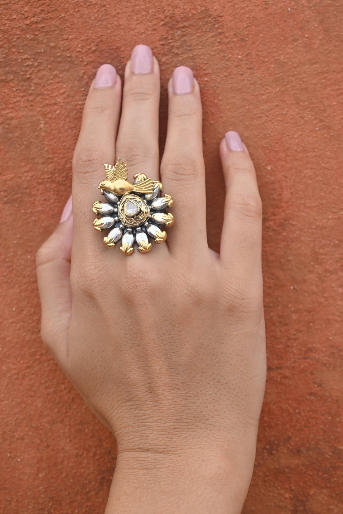 Silver Fusion Dual Tone Birdy Ring