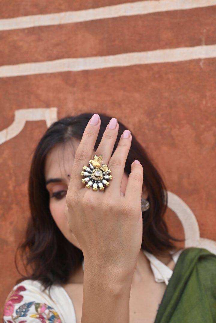 Silver Fusion Dual Tone Birdy Ring