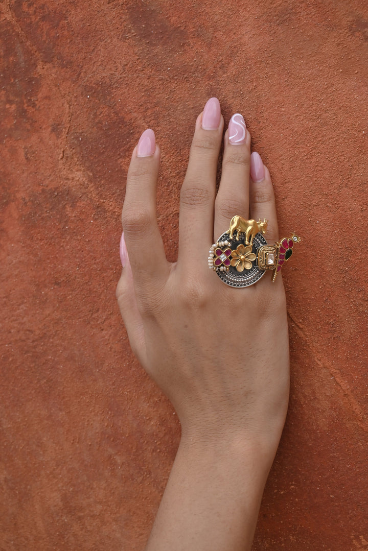 Silver Fusion Cow Ring