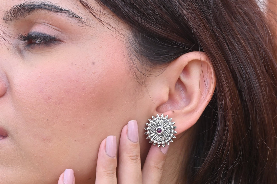 Silver Surya Studs