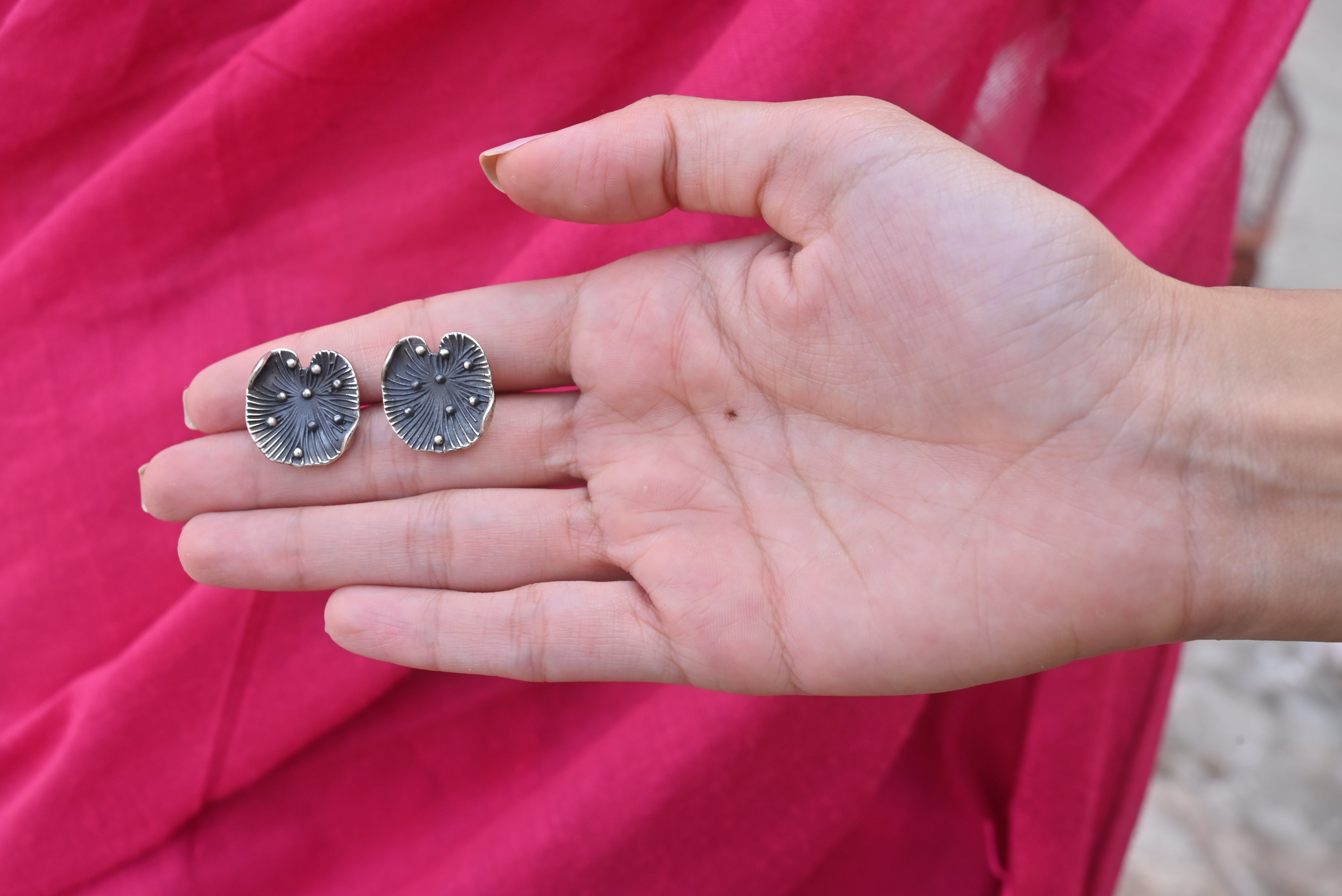 Silver Padma Leaf Studs