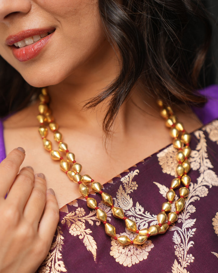 Gold Polish Dholki Necklace