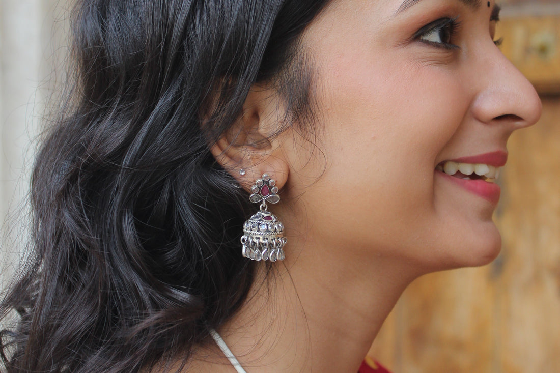 Silver Pink Pastel jhumki