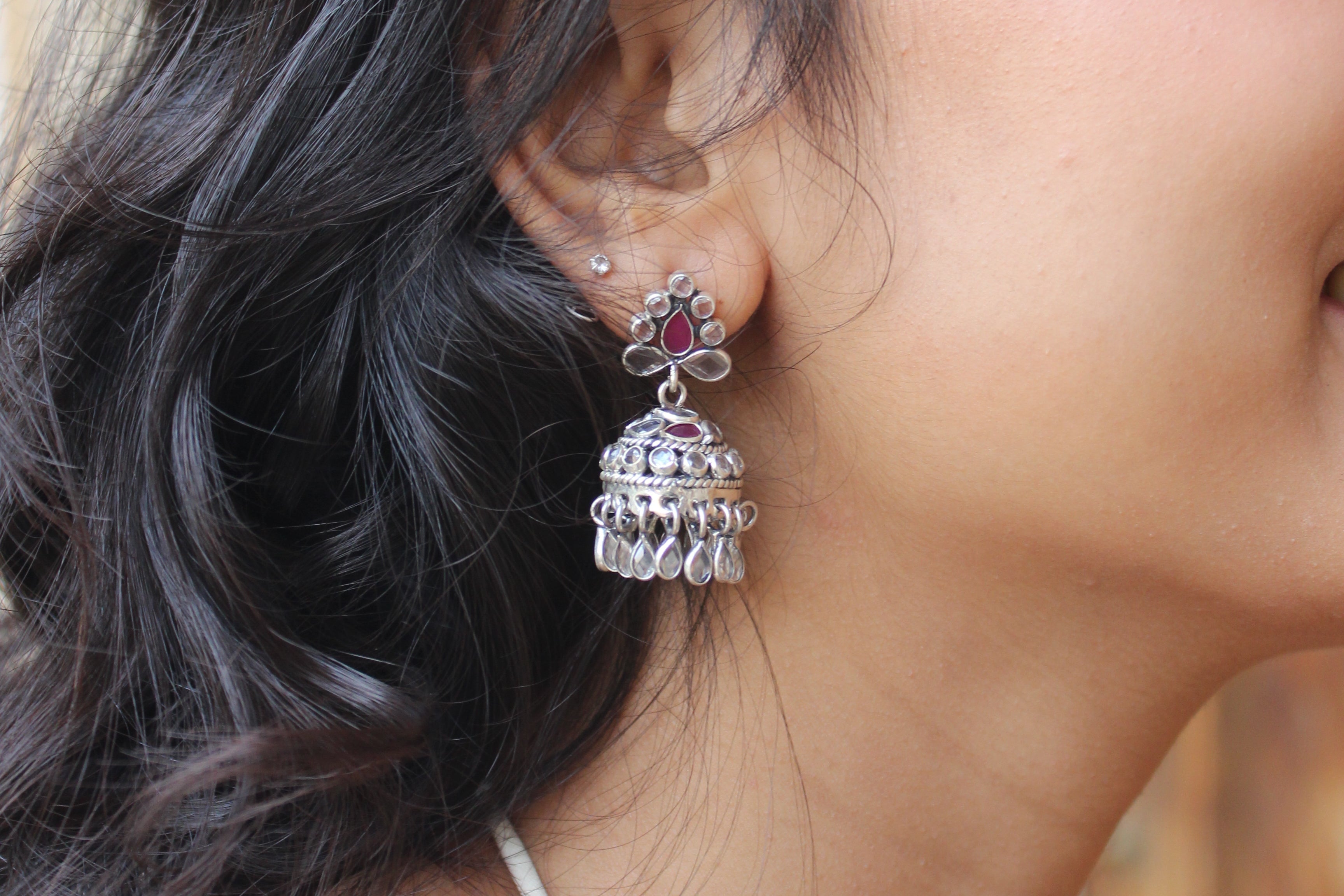 Silver Pink Pastel jhumki